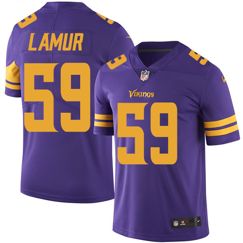 Men's Elite Emmanuel Lamur Nike Jersey Purple - #59 Rush NFL Minnesota Vikings